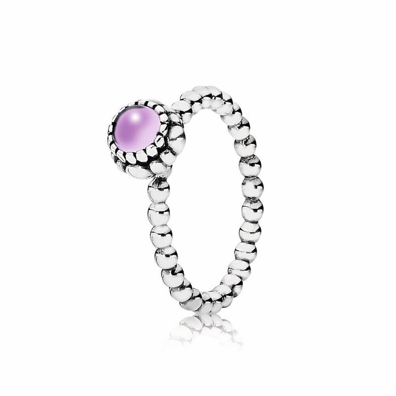 Pandora Birthday Blooms Ring February - Sterling Silver/Purple/Amethyst - Canada | RC1761SJ